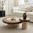 2-Piece Modern Double Wood Coffee Table Set Walnut tabletop with light wood carved base center table Stylish living room  table combination Perfect for home decor