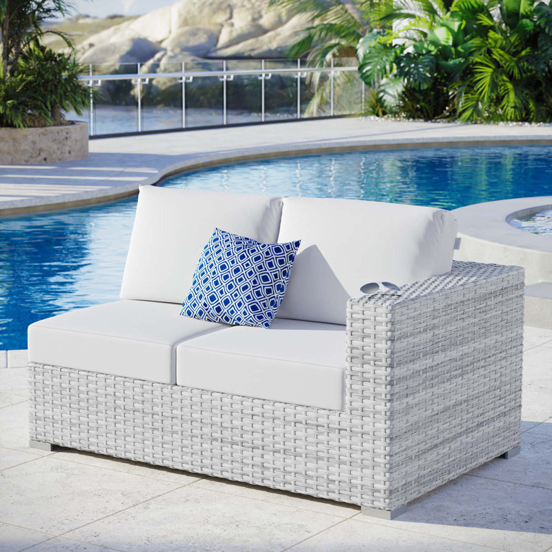 Convene Outdoor Patio Left-Arm Loveseat, White, Right Hand Facing