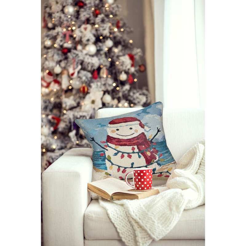 Marina Holiday Throw Pillow, Blue/Red