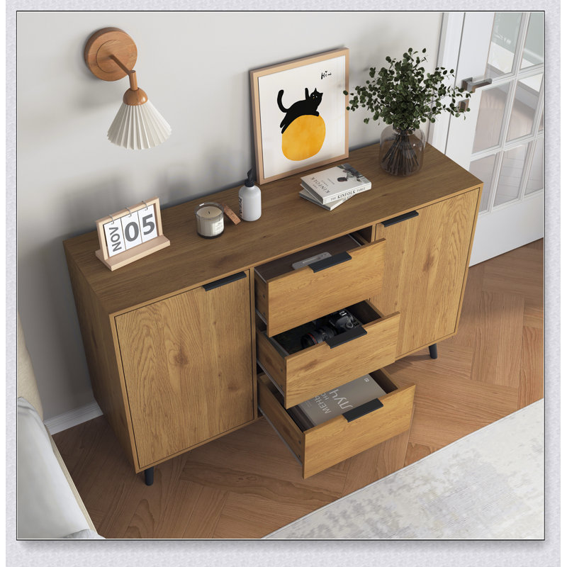Sideboard Buffet Cabinet with Storage, Wood Coffee Bar Cabinet, 47.2" Kitchen Cabinet, Natural