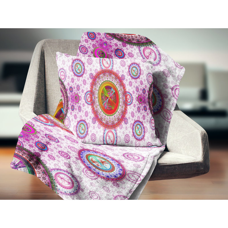 Psychedelic Relaxing Art - Abstract Printed Pillow, 18" x 18", Pink, Throw Pillow