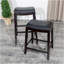 Tabouret de comptoir 24 po, finition espresso, siège en cuir noir