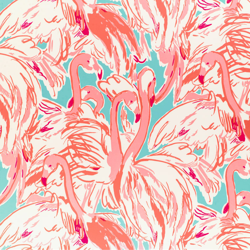 Lilly Pulitzer Pink Colony Wallpaper, Pink/Aqua