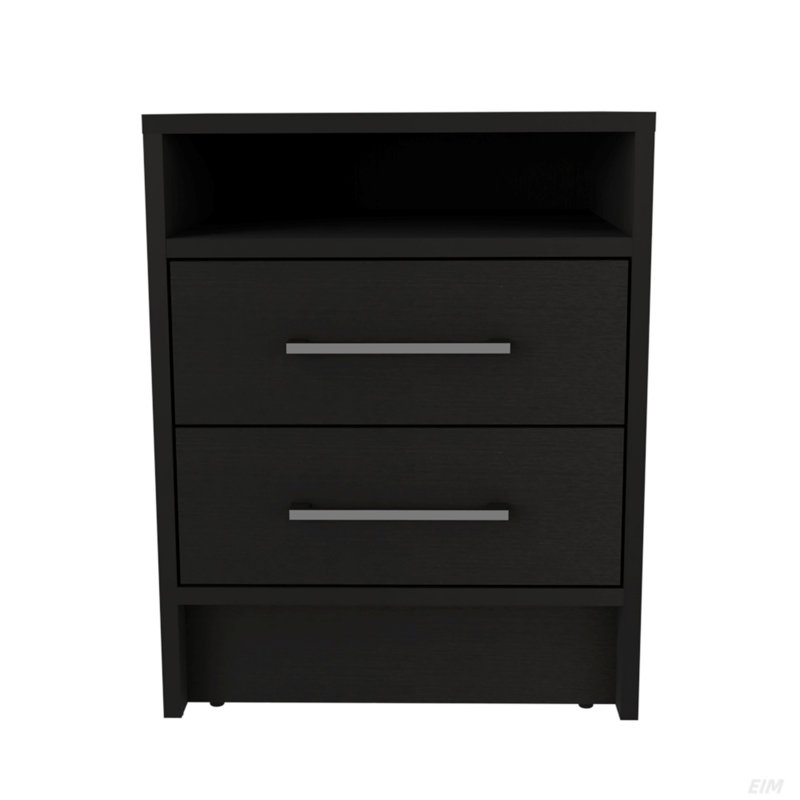 Nightstand Cartiz, Two Drawers, Black