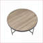Chêne gris patiné Table basse ronde en métal - style industriel, base en X stable