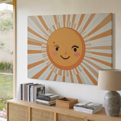 Happy Sunburst Canvasretro Inspired Kids Canvas Wall Art Ready To Hang Gallery Wrapped Home Decor Modern Design Premium Quality Decor