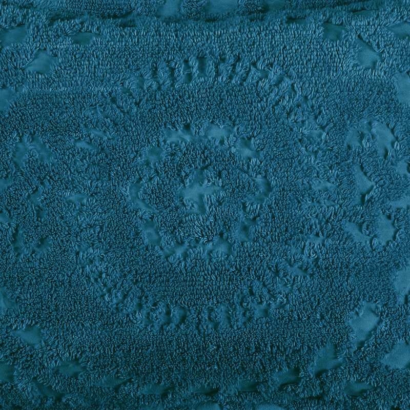Taie décorative 100% coton en chenille de Rio Collection, conception en médaillon, housse de coussin décorative douce et respirante, certifié OEKO-TEX, lavable à la machine, toutes saisons, 26 po x 26 po, bleu sarcelle