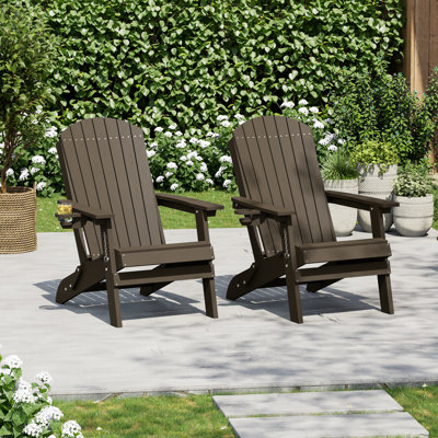  Chaise Adirondack pliante en PEHD avec design ergonomique et porte-gobelet, chaise Adirondack robuste pour patio, piscine et cour