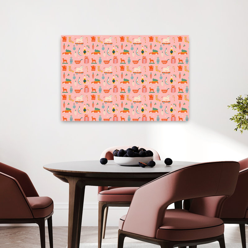 «Christmaspatternno32 Playful Retro Vintage Christmas Tree Winter Landscape», reproduction d'art mural, H 24 po x l 36 po
