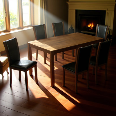 Modern 7-piece Dining Table Set With 6 Upholstered Chairs, Wooden Rectangular Dining Table Set For 6 With Chairs, For Dining Room, Kitchen, Restaurant