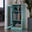 Bibliothèque 100% bois massif à 3 tablettes avec porte en verre transparent et tablettes réglables-24903845