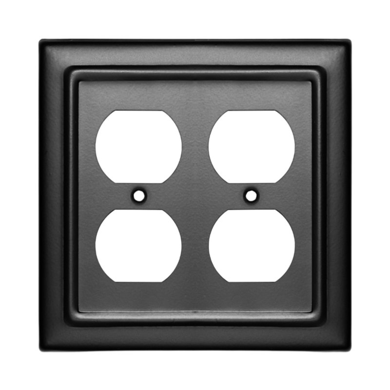 Architectural 2 - Gang Duplex Outlet Wall Plate (Set of 2), Black