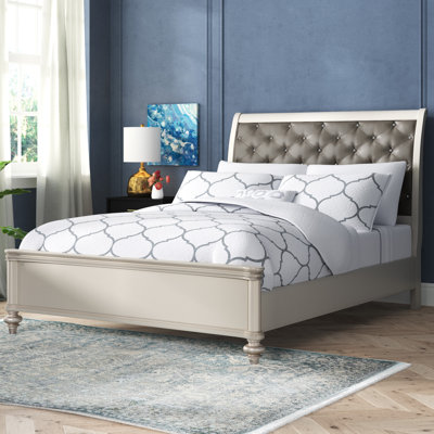 Akiva Vegan Leather Sleigh Bed