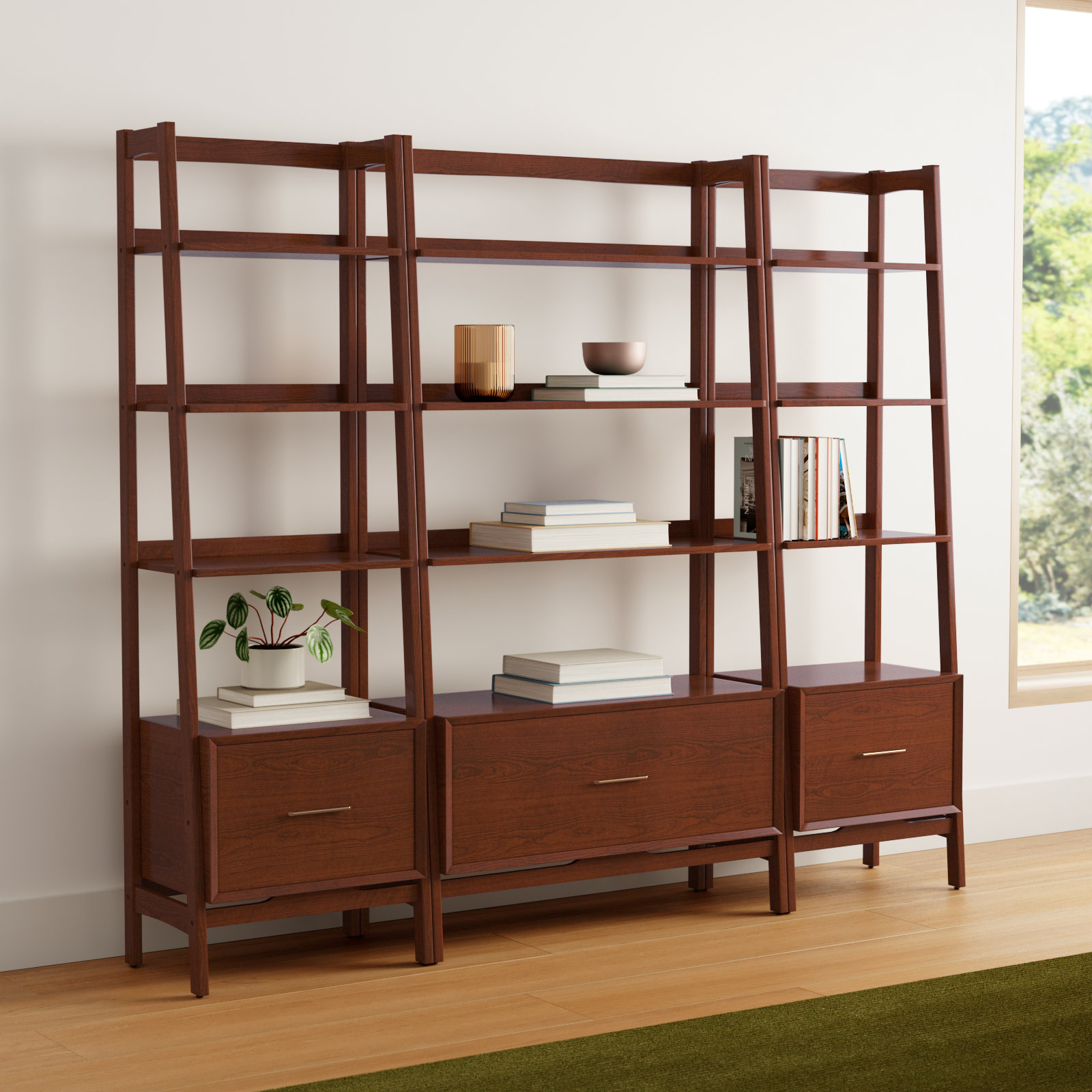Stiles Wide Ladder Bookcase, Brown