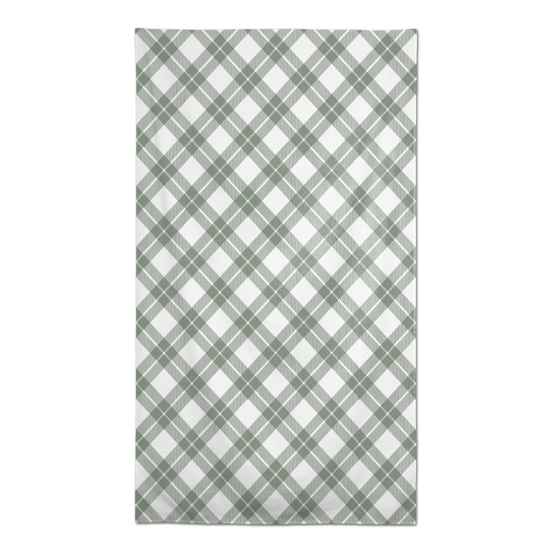 Rectangular Gingham Polyester Tablecloth, Green