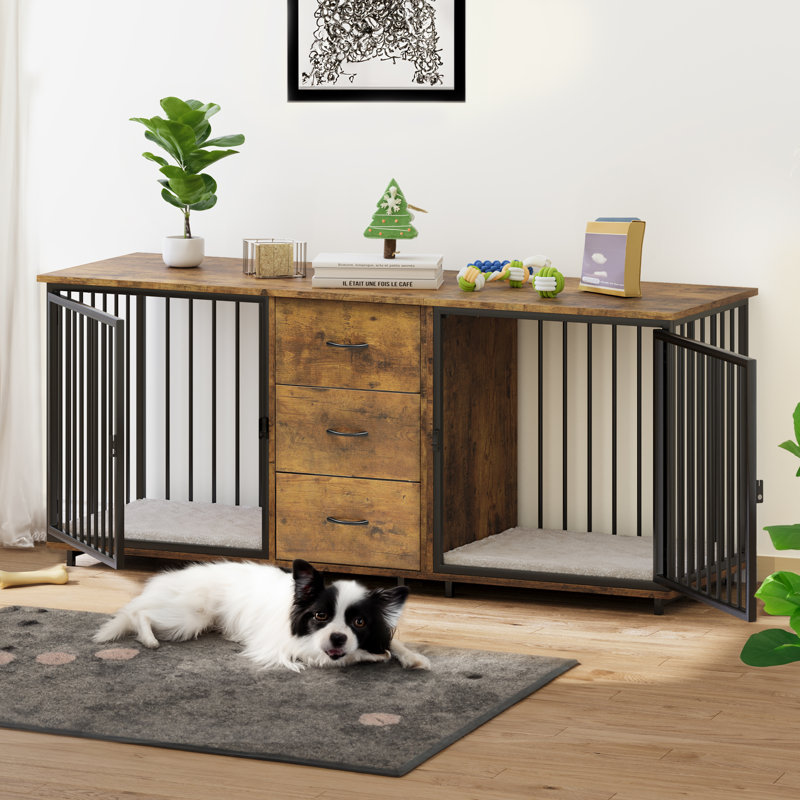 Cage pour chien avec tiroirs Frome 2-en-1