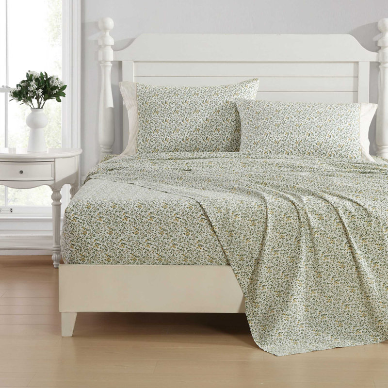 Tierney Twin Cotton Percale Floral Print Sheet Set
