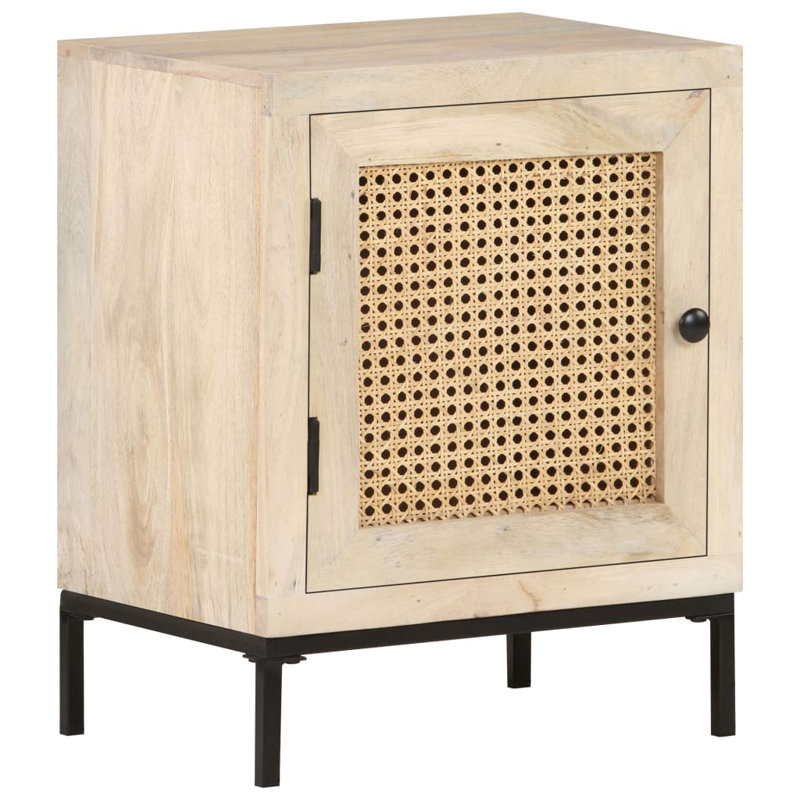 Bedside Cabinet Bleached Mango Wood Solid Mango Wood Rustic Bedroom Storage Cabinet