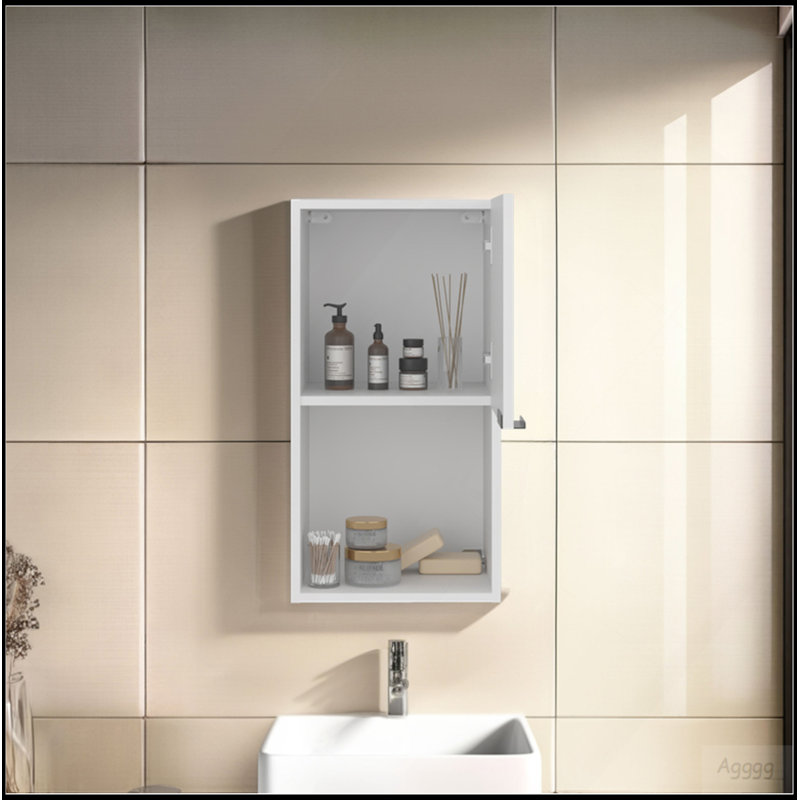 White Wall-Mounted Bathroom Cabinet With Hidden Storage