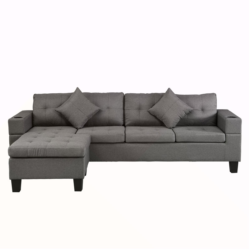 Ensemble de canapé modulaire pour salon avec méridienne en L, porte-gobelet et méridienne moderne à gauche ou à droite