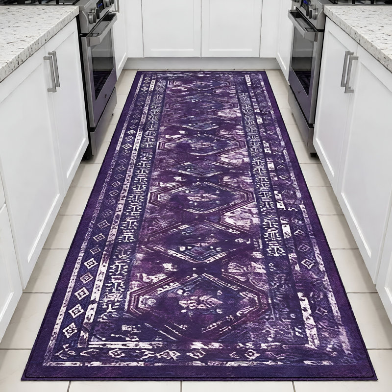 MAVAL Black Washable Area Rug Doormat Rug, Runner 2'6" x 10'
