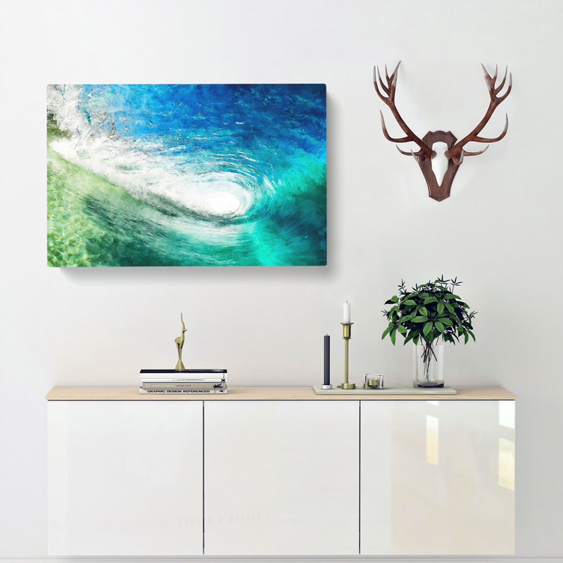 Within The Wave In Blue & Green - Wrapped Canvas, 35cm H x 50cm W x 3cm D