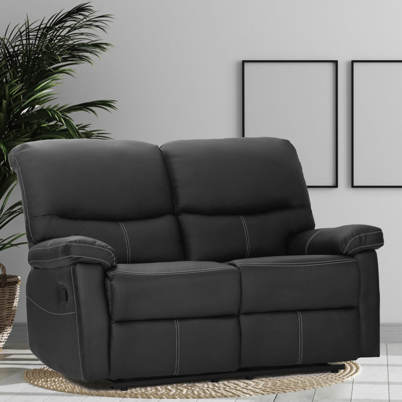 Nashika Faux Leather 54.3'' Reception Loveseat, Black
