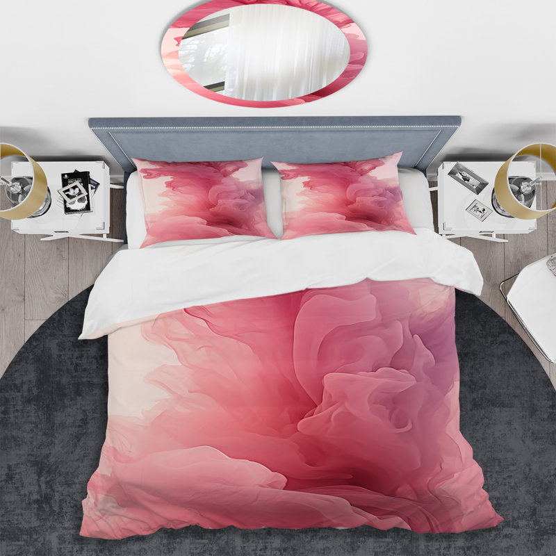 Ensemble de housse de couette abstraite rose polaire Radiance Smoke III, Housse de couette pour très grand lit et 2 très 
