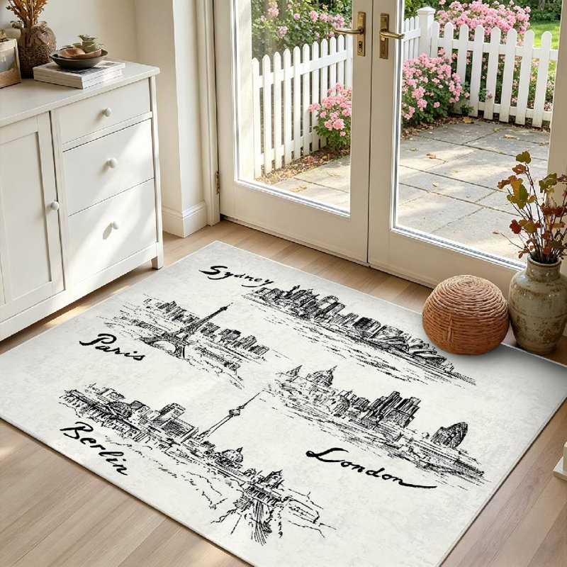 Tapis d'intérieur transparent Skyline Paris London, Rectangle 39 po x 63 po