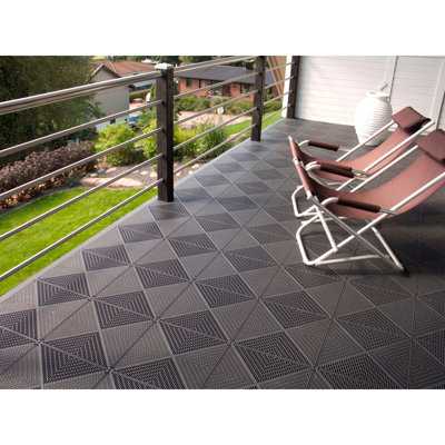 Bergo Mats Inc. 14.9'' W x 14.9'' L Garage Flooring Drain Tiles in Gray