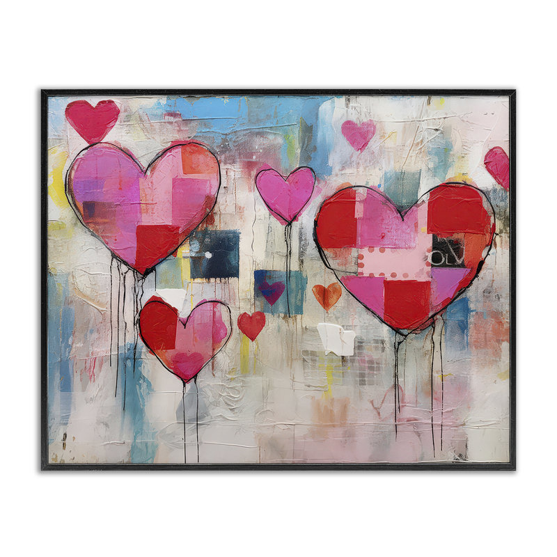 «Urban Hearts», collage d'art encadré par LSR Design Studio, H 24 po x l 30 po, Giclée encadrée noir minuit