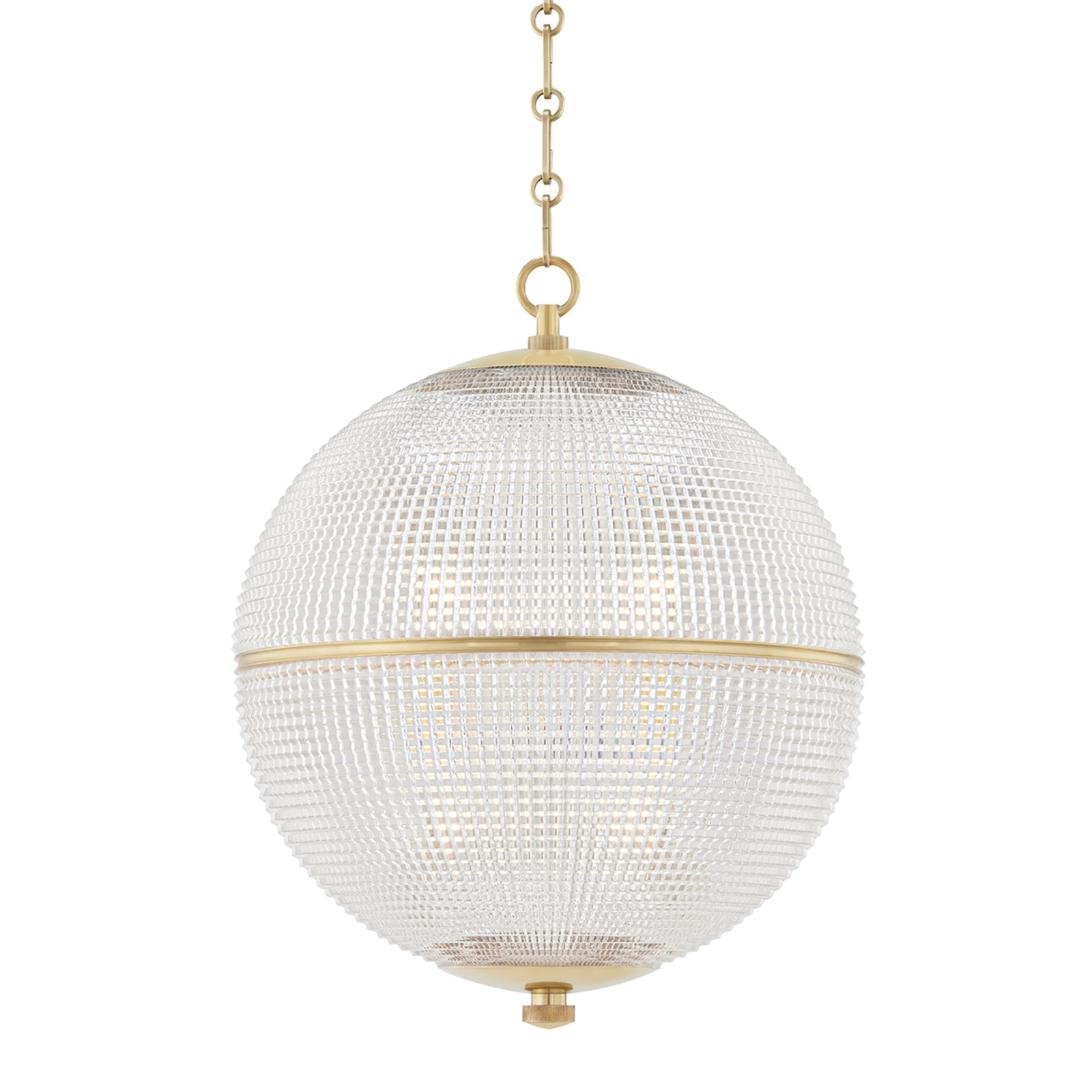Sphere No. 3 Single Light Pendant, 22.75" H x 18.25" W x 18.25" D, Aged Brass