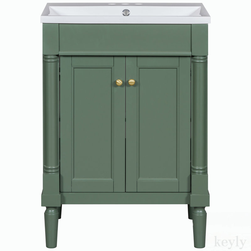 Meuble-lavabo simple 24 po avec plateau en résine Domineck, Vert