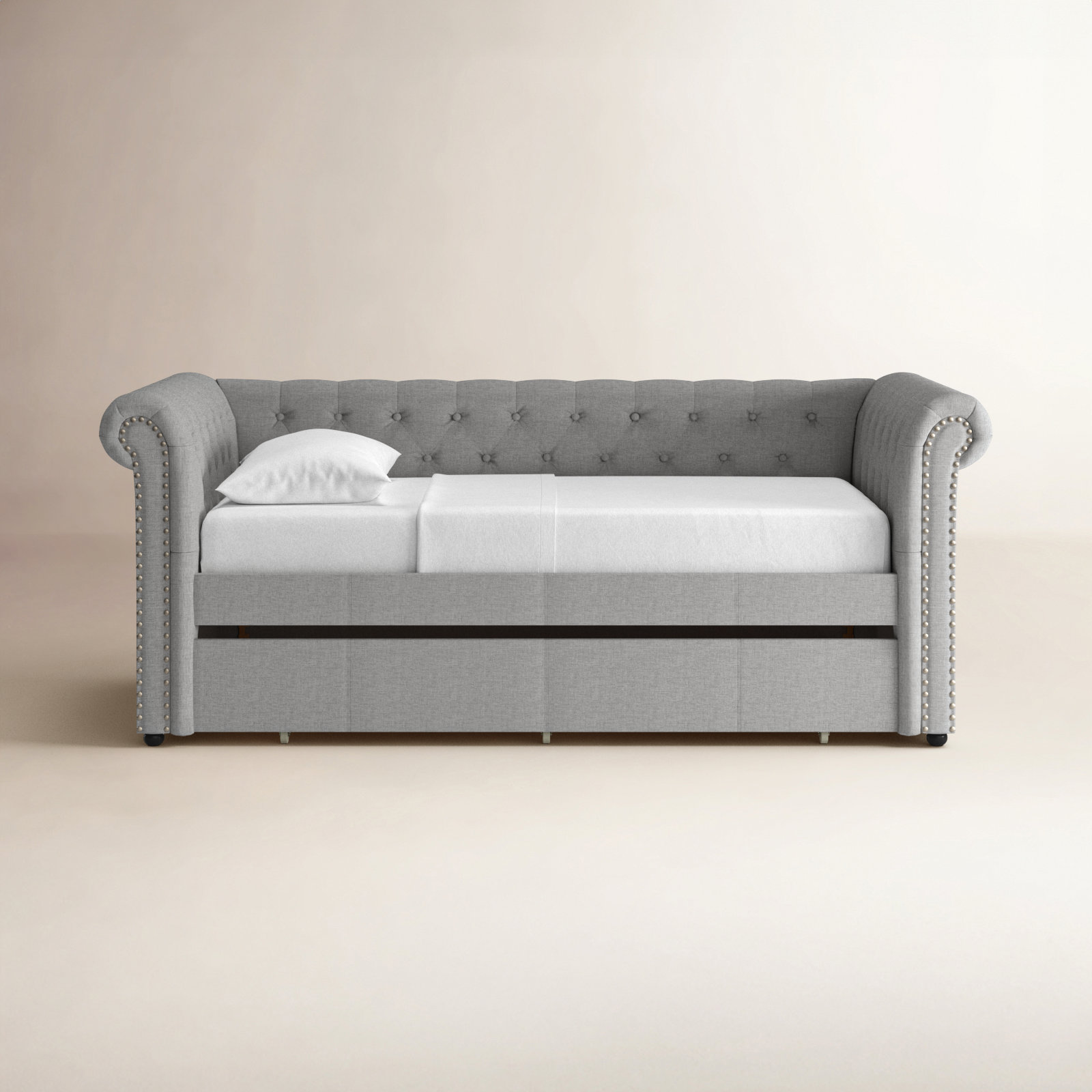 Mynard Upholstered Daybed with Trundle - Twin, Gray