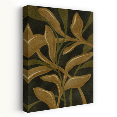 «Golden Green Foliage Abstract Elegant Minimalist Nature Landscape», art mural