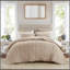 Ensemble de courtepointe brodée en coton 3 pièces pour très grand lit, taupe-134083643