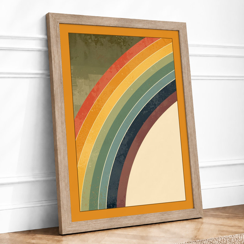 Rainbow Arc Minimalist - Framed Print, A3 - 42.0 x 29.7 cm, Oak