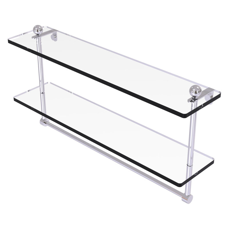 Gober 2 Piece Tiered Shelf with Towel Bar, 22", Polished Chrome
