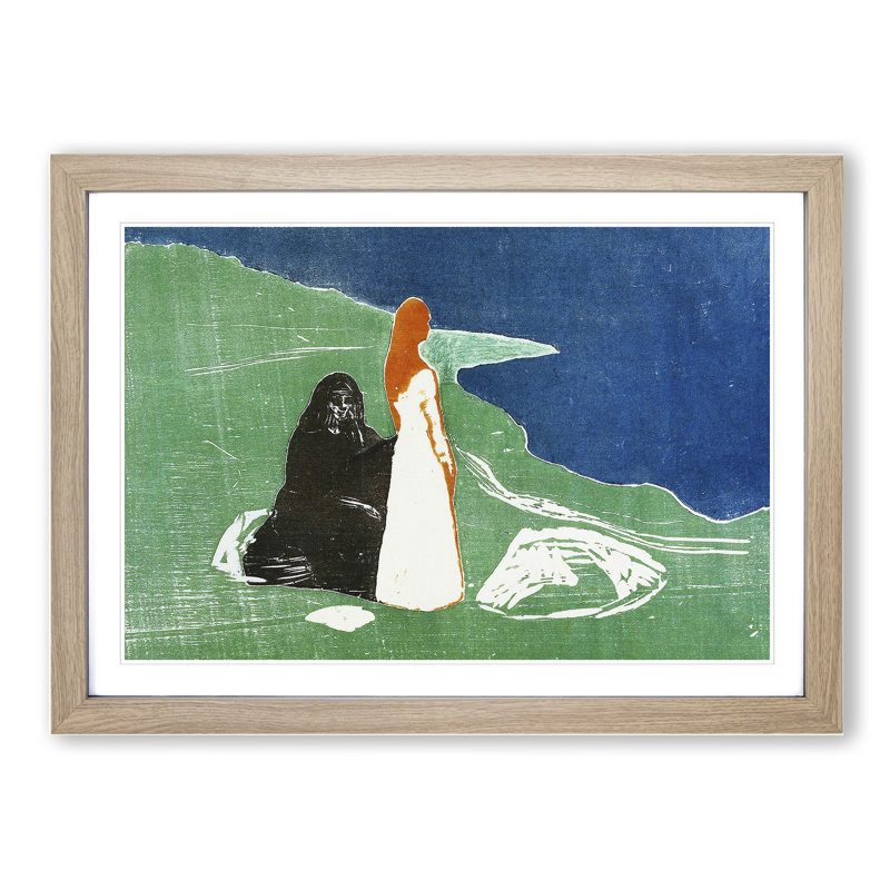Two Women on the Shore Vol.2 by Edvard Munch - Picture Frame Painting, 48cm H x 65cm W x 2cm D, Oak Framed