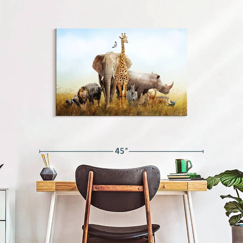 Brampt, animaux du safari au Kenya, H 24 po x l 36 po
