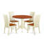 Ensemble de table de cuisine 3 pièces pour petits espaces comprenant une table ronde Dropleaf et 2 chaises de salle à manger, 42 po x 42 po, lin blanc-2604263-85590816-100150957