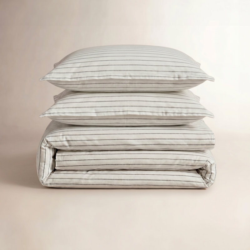 Ensemble de housse de couette Raba, Housse de couette grand + 2 taies décoratives, Gris glace / blanc