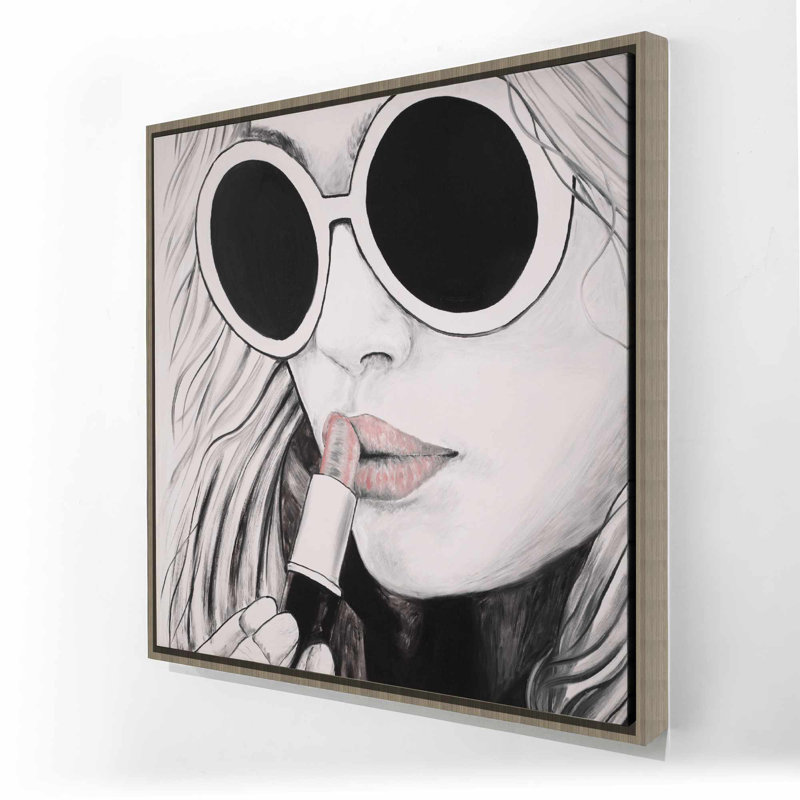 Incognito - Toile encadrée figurative rose pour la décoration intérieure