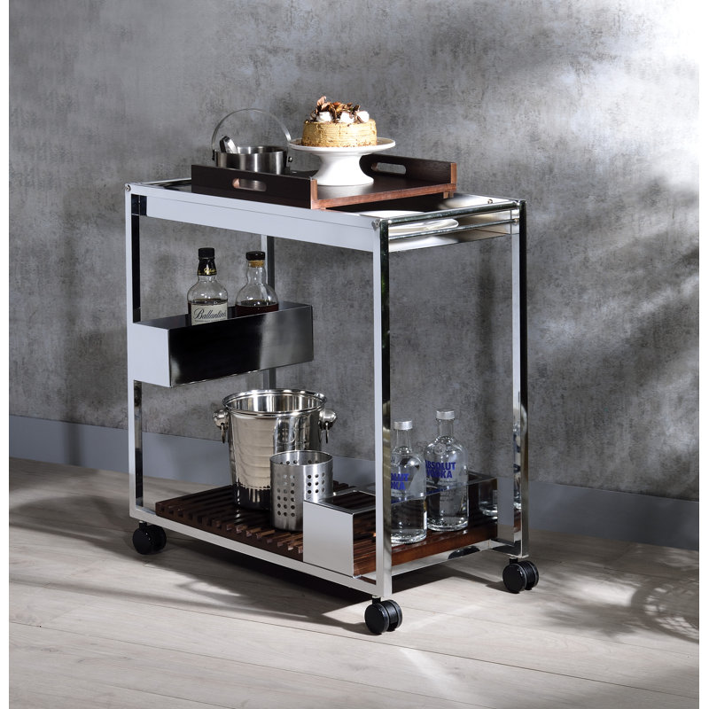 Myersville Rectangular Bar Cart in Chrome