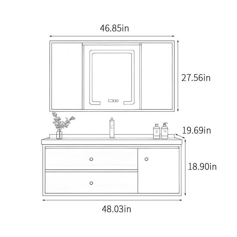 Stylish minimalist style bathroom cabinet.