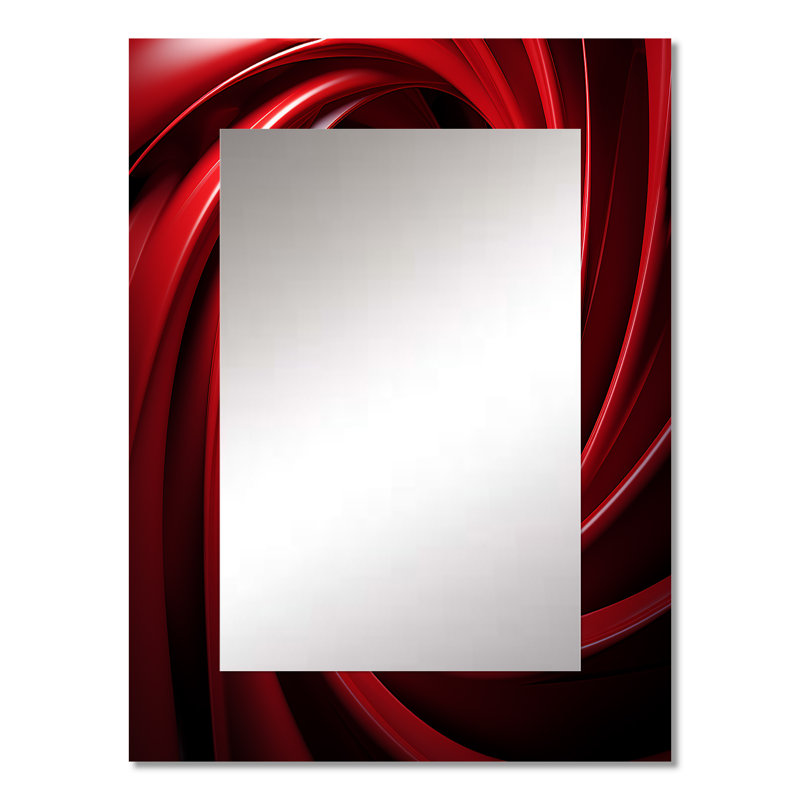 Red and black abstract spiral dreamscape - Abstract Spirals Large Mirror, Modern Unique Wall Mirror Decor, Printed Metal Art