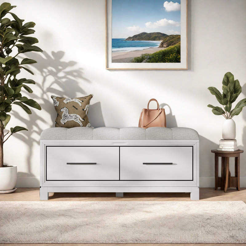 Banc à chaussures avec coussin amovible, banc d'entrée avec rangement caché pour le salon, le vestibule et les couloirs