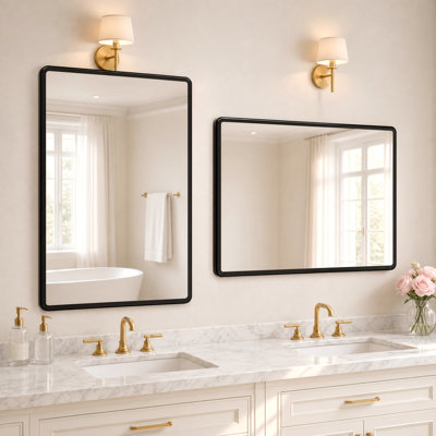 Miroir de salle de bain rectangulaire en aluminium avec verre trempé