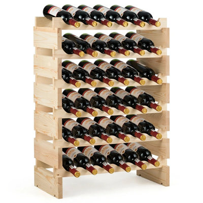 Barger Solid Wood Floor Wine Bottle Rack in Natural