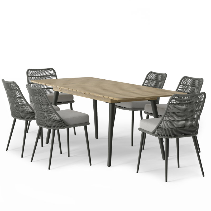 Beachside Rectangular 6 - Person Dining Set with Cushions